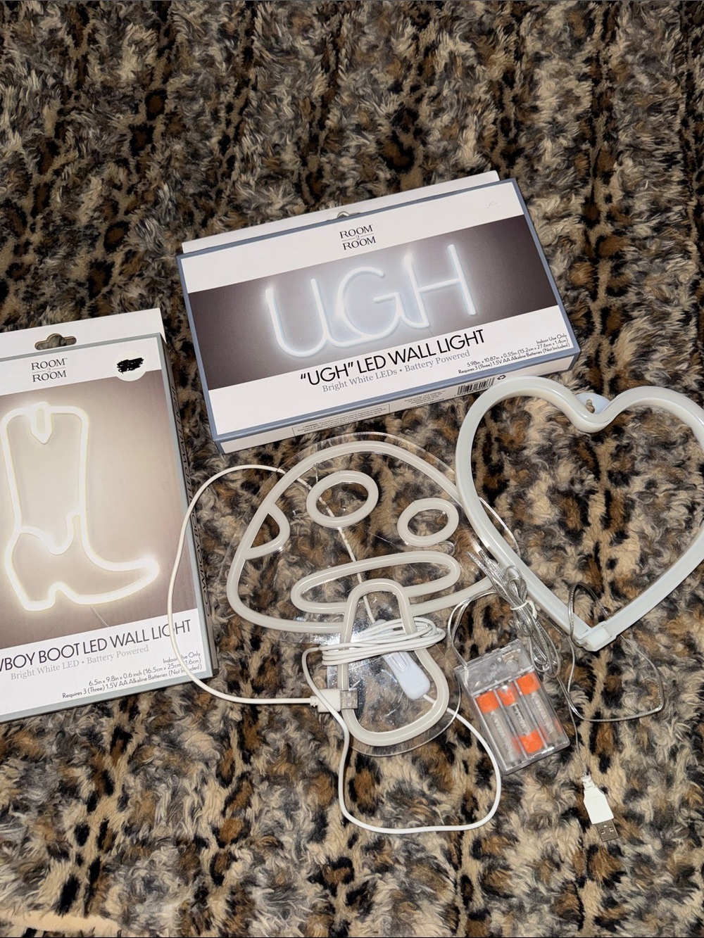 White 'UGH' LED Wall Light – Decorative Party Accent